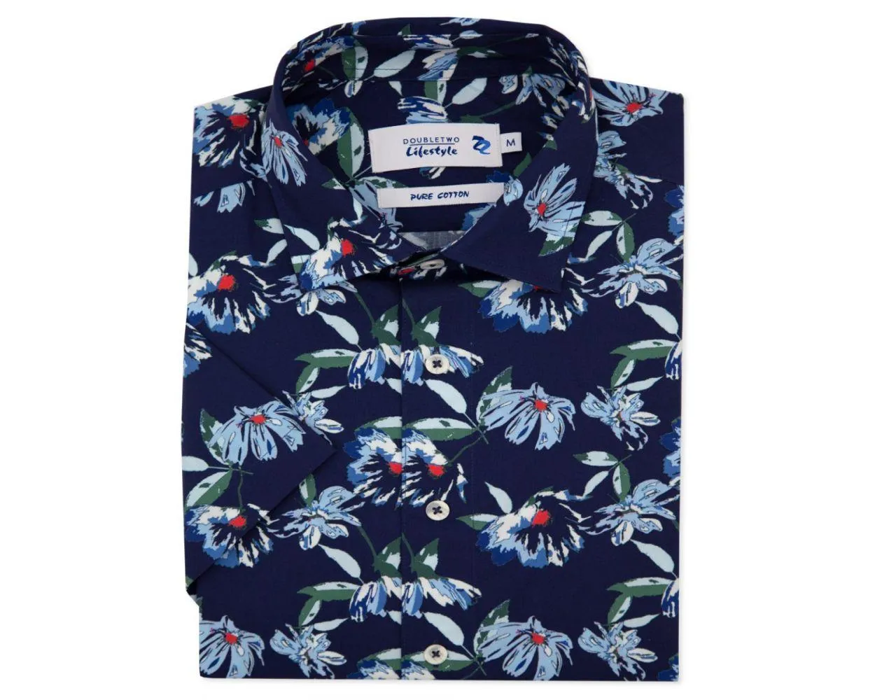Double Two Men's Plus Size Floral Print Casual Shirt in Blue 2XL to 5XL (DTLS1118)