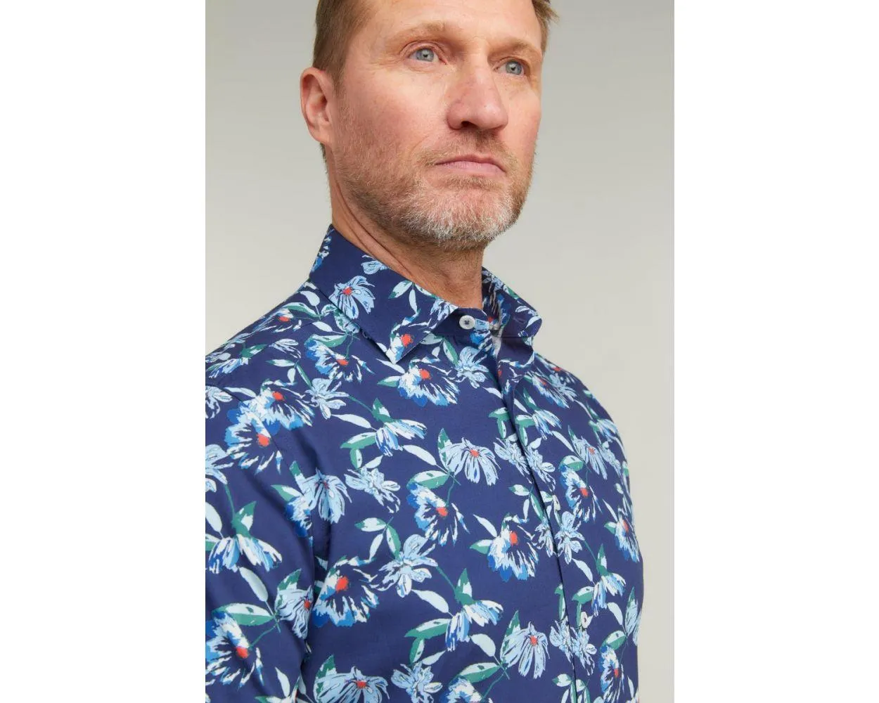 Double Two Men's Plus Size Floral Print Casual Shirt in Blue 2XL to 5XL (DTLS1118)