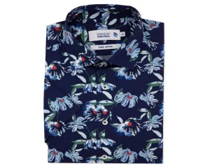 Double Two Men's Plus Size Floral Print Casual Shirt in Blue 2XL to 5XL (DTLS1118)