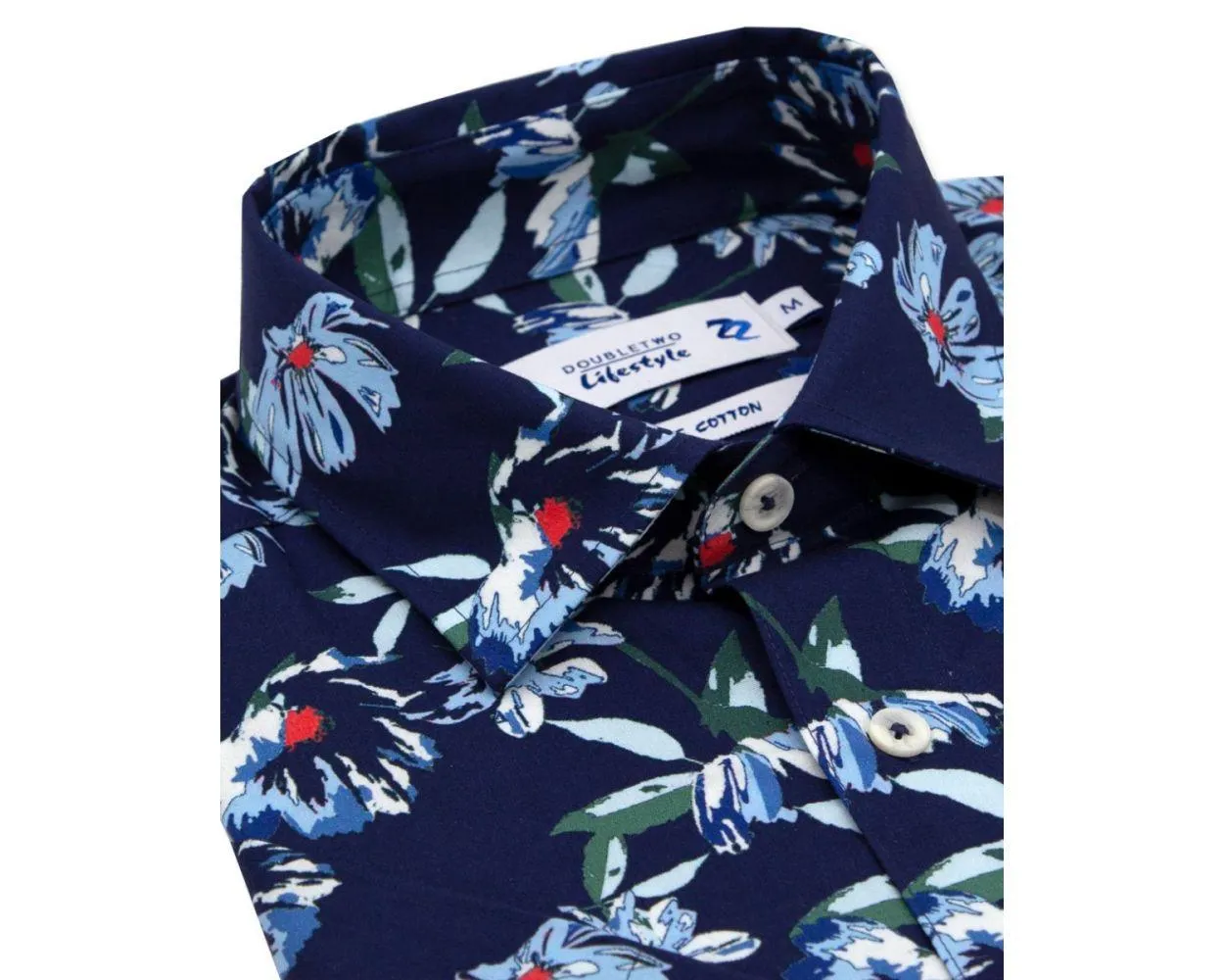 Double Two Men's Plus Size Floral Print Casual Shirt in Blue 2XL to 5XL (DTLS1118)