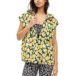 DVF Nylon Packable Yellow Poppy Short-Sleeve Hooded Vest XXL - NWT, Diane