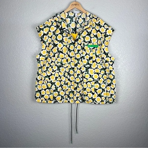 DVF Nylon Packable Yellow Poppy Short-Sleeve Hooded Vest XXL - NWT, Diane