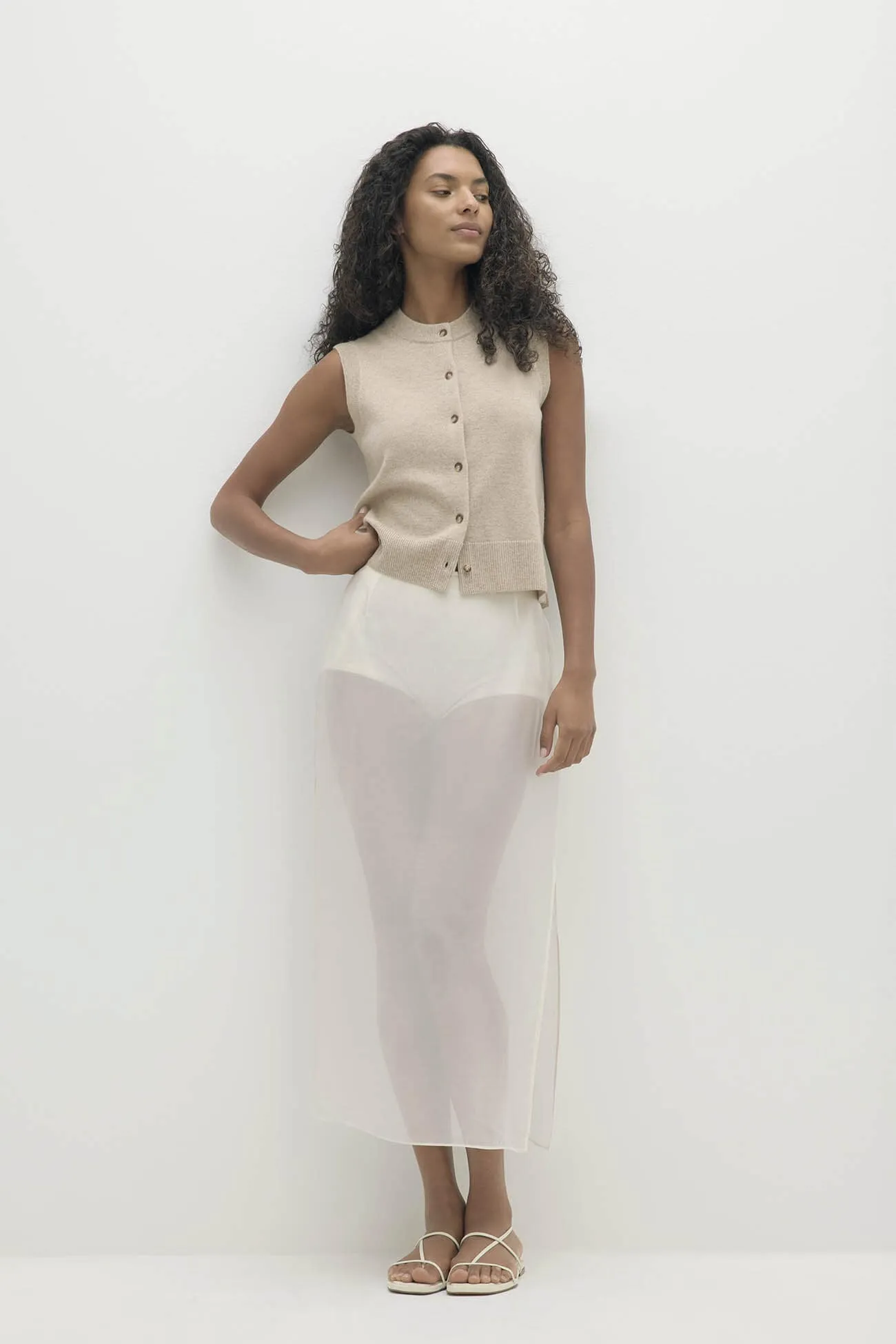EMMALINE BUTTON-UP CASHMERE SWEATER VEST