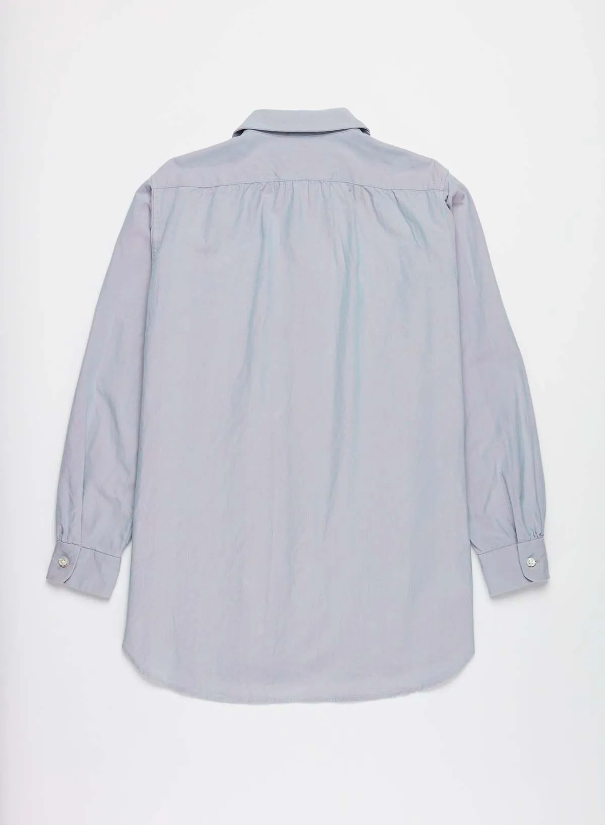 Engineered Garments - Rounded Collar Shirt in Blue Cotton Iridescent