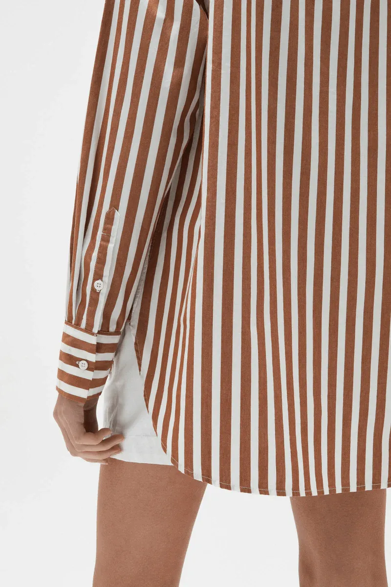 Everyday Poplin Shirt - Burnt Ochre Stripe