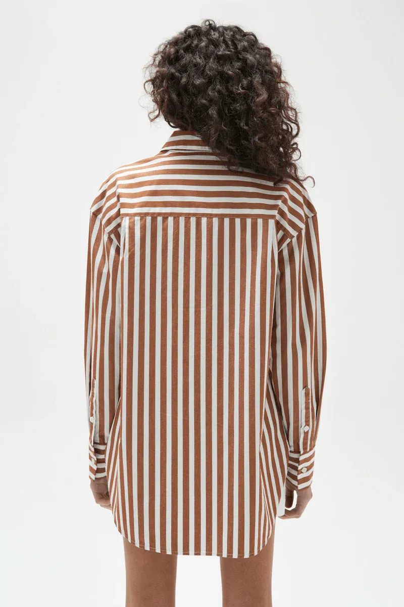 Everyday Poplin Shirt - Burnt Ochre Stripe