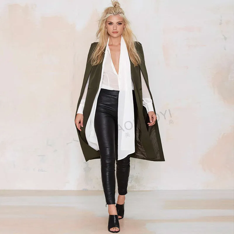 Fashion Women Overcoat Ponchos Long Vest Open Stitch Cloak AWC0020