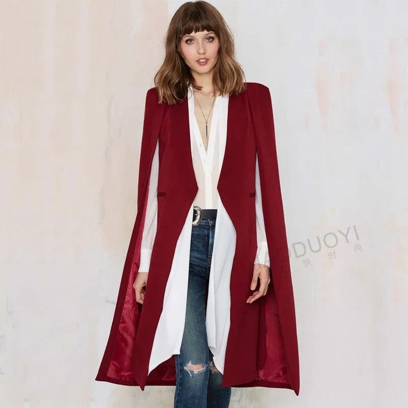 Fashion Women Overcoat Ponchos Long Vest Open Stitch Cloak AWC0020