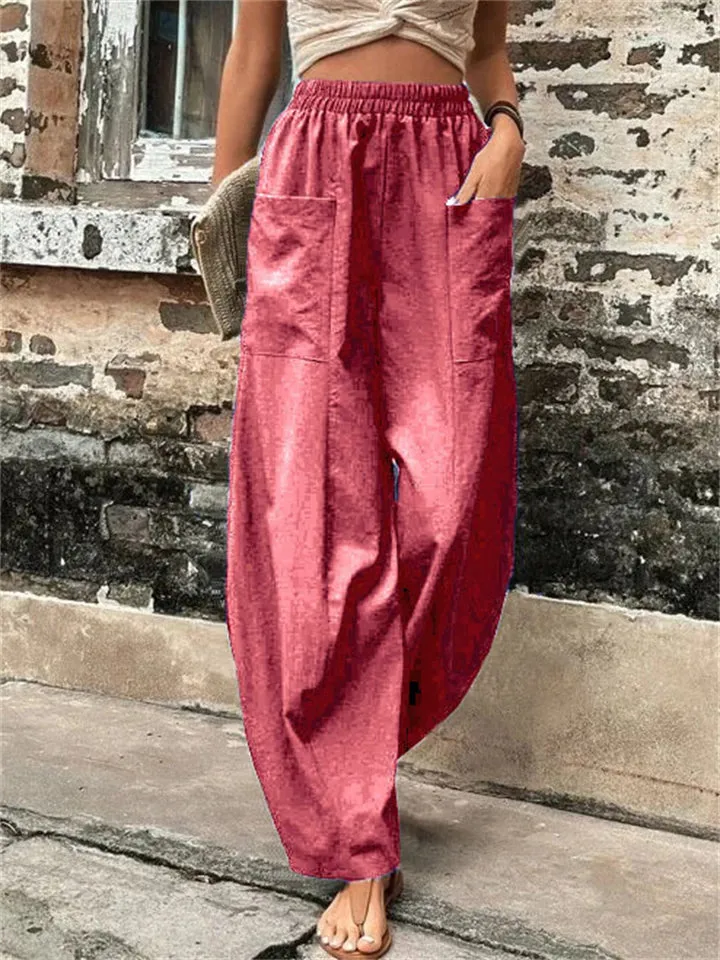 Female Bohemian Elastic High Waist Super Loose Yoga Pants with Pocket