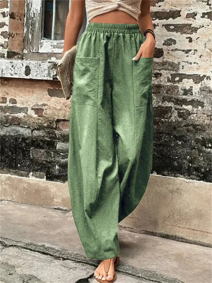 Female Bohemian Elastic High Waist Super Loose Yoga Pants with Pocket