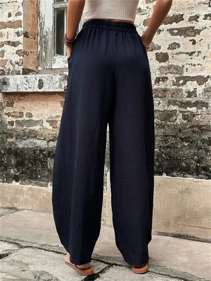 Female Bohemian Elastic High Waist Super Loose Yoga Pants with Pocket