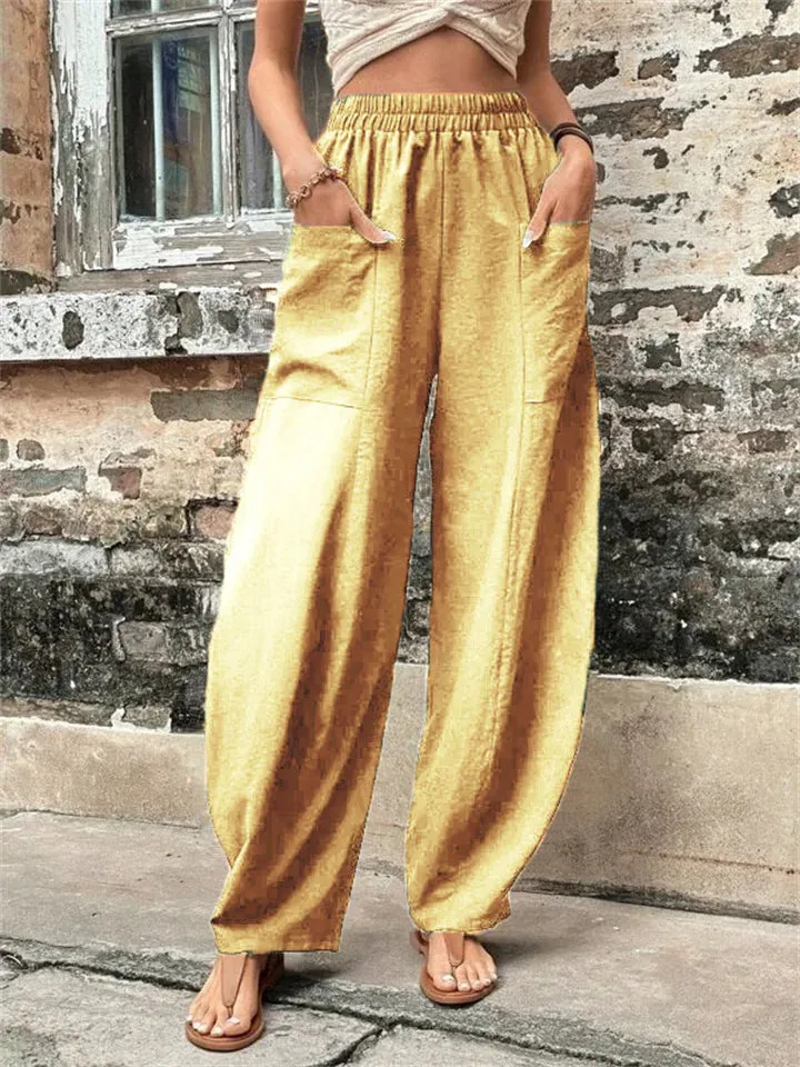 Female Bohemian Elastic High Waist Super Loose Yoga Pants with Pocket