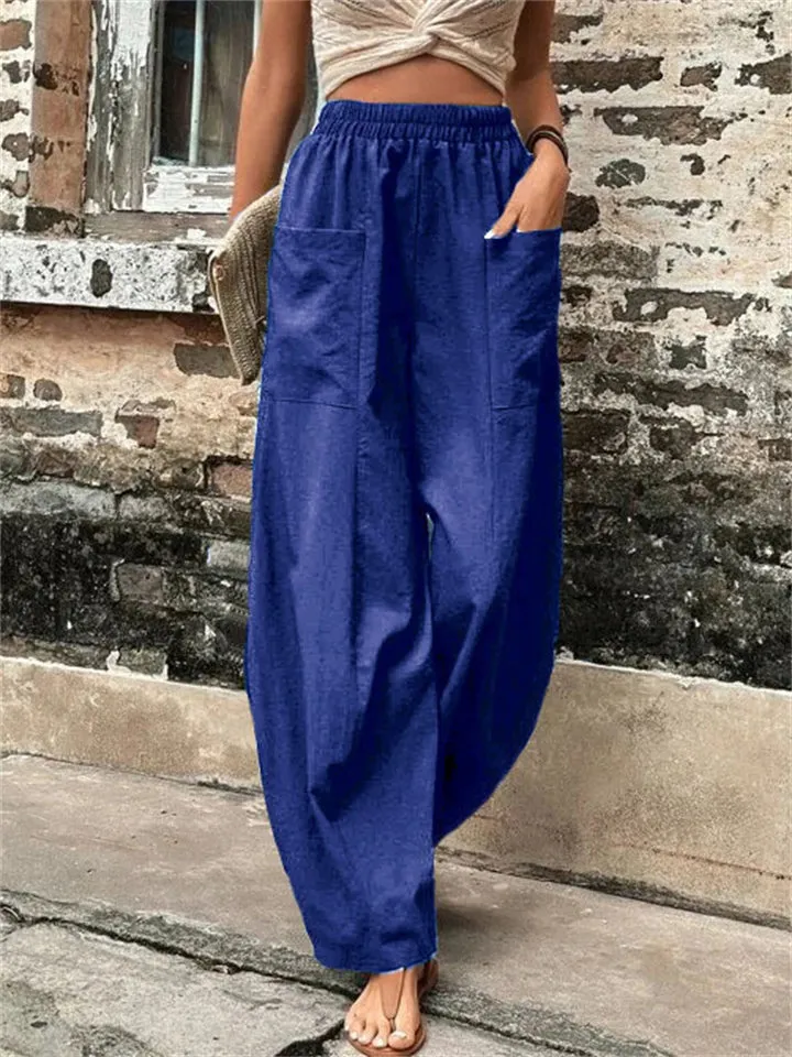 Female Bohemian Elastic High Waist Super Loose Yoga Pants with Pocket