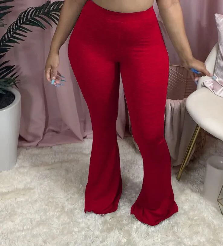 Flare Bottom Stretchy Soft Fabric Pants