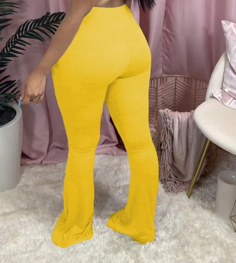 Flare Bottom Stretchy Soft Fabric Pants