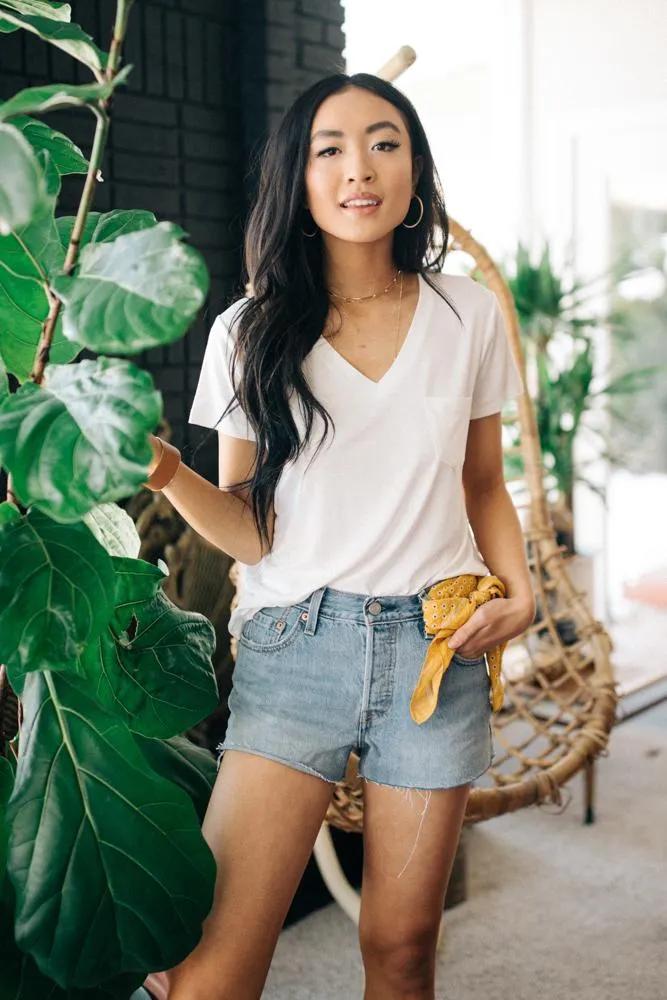 Front Pocket Tee in White
