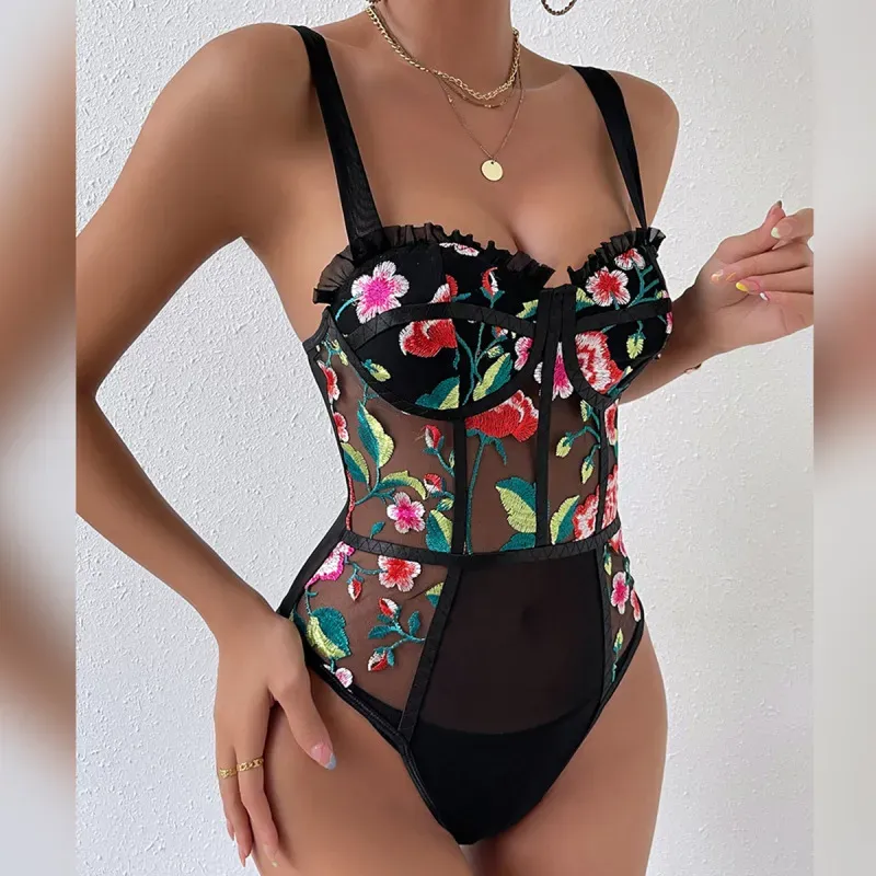 Garden Bliss Embroidered Mesh Bodysuit