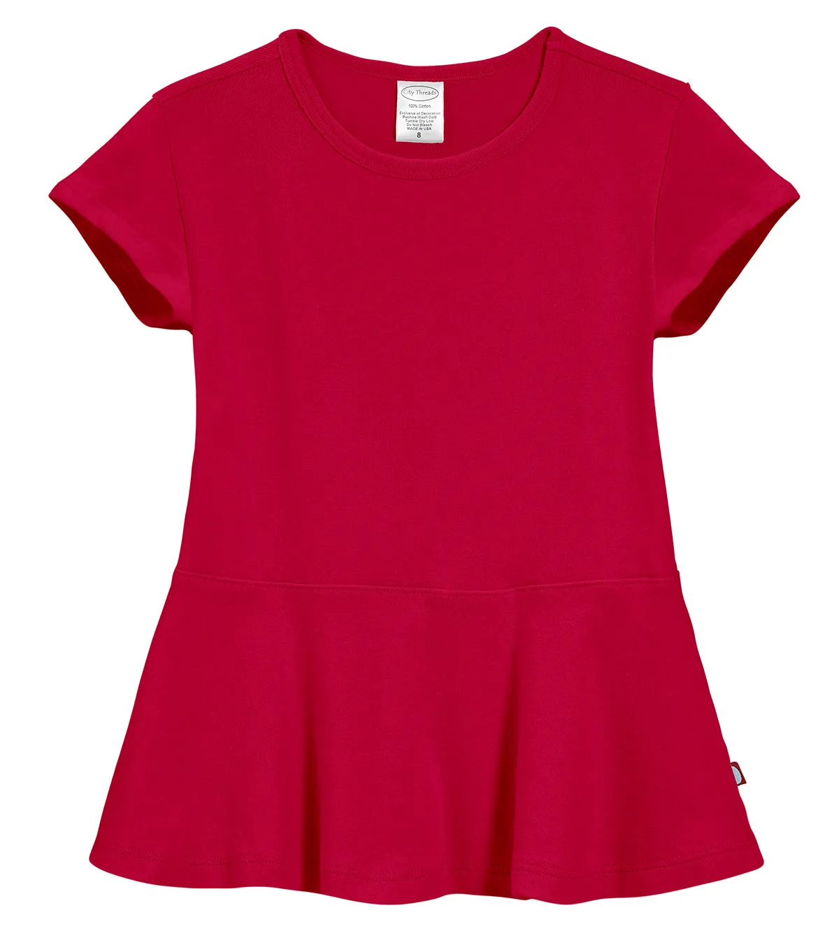 Girls Soft Cotton Short Sleeve Peplum