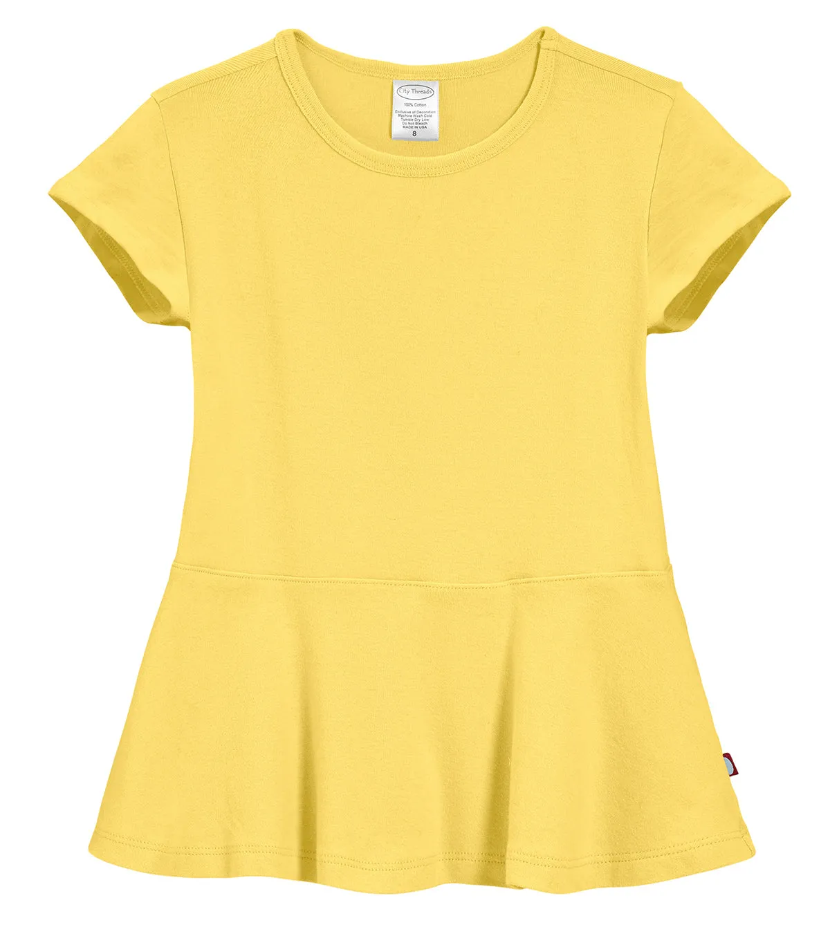 Girls Soft Cotton Short Sleeve Peplum