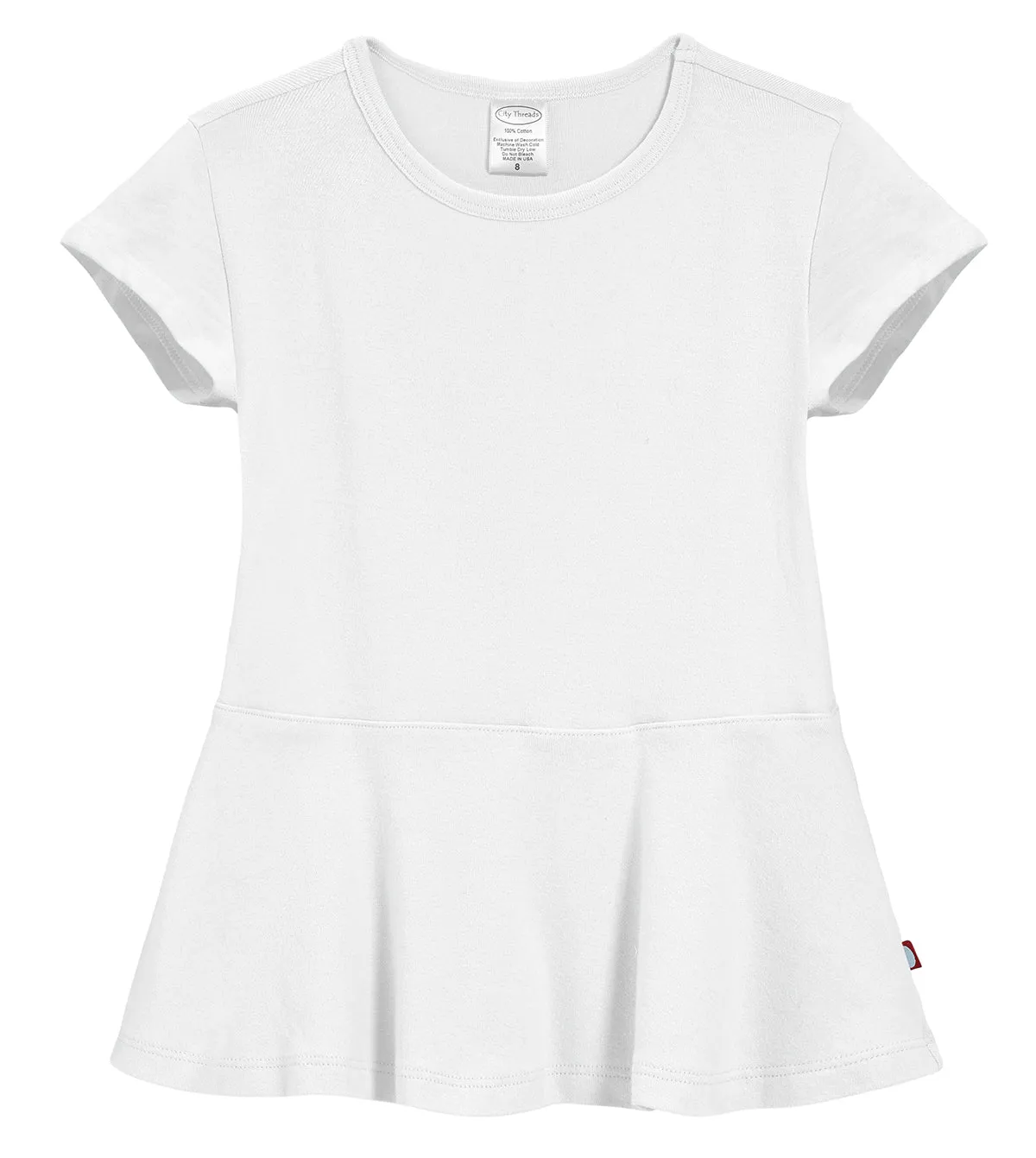 Girls Soft Cotton Short Sleeve Peplum