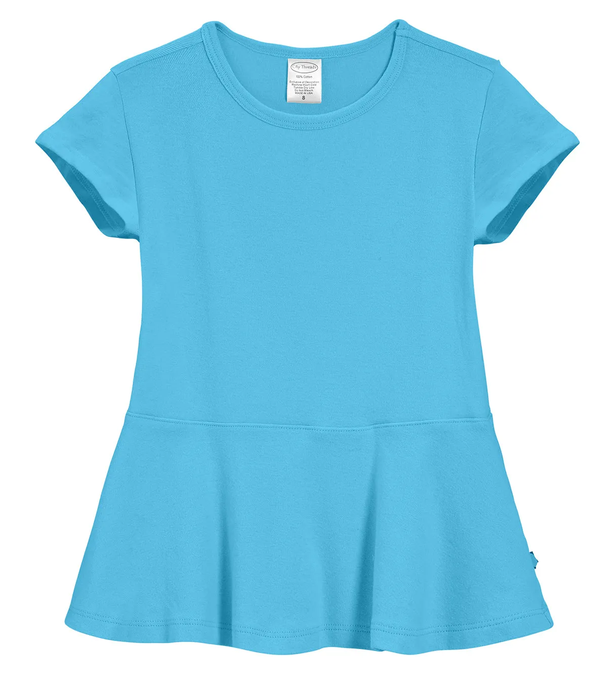 Girls Soft Cotton Short Sleeve Peplum