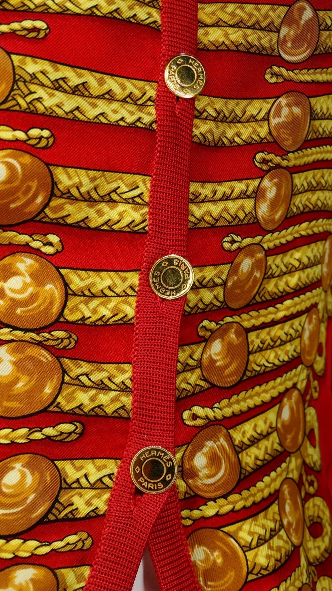 Hermes Hussar Print Silk Cardigan
