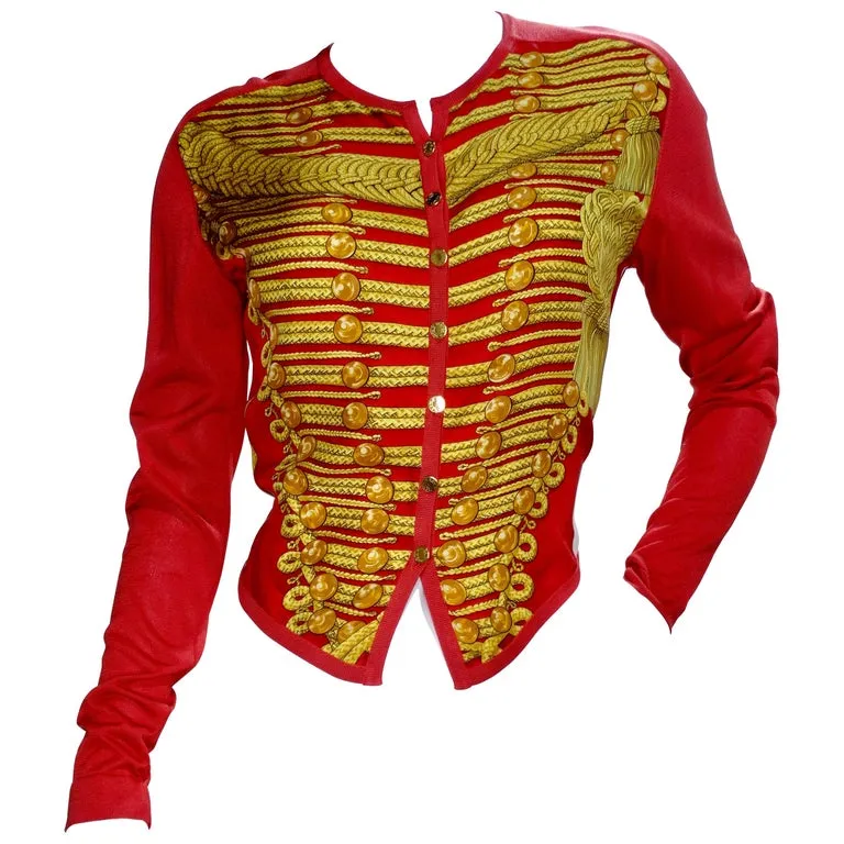 Hermes Hussar Print Silk Cardigan