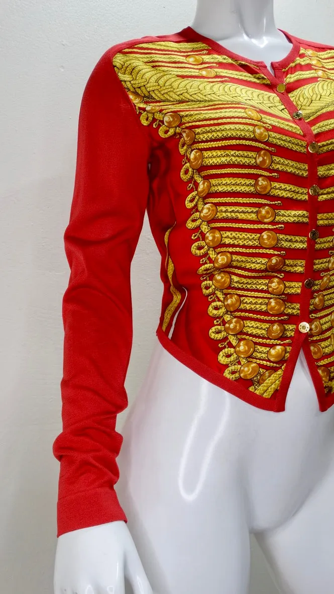 Hermes Hussar Print Silk Cardigan