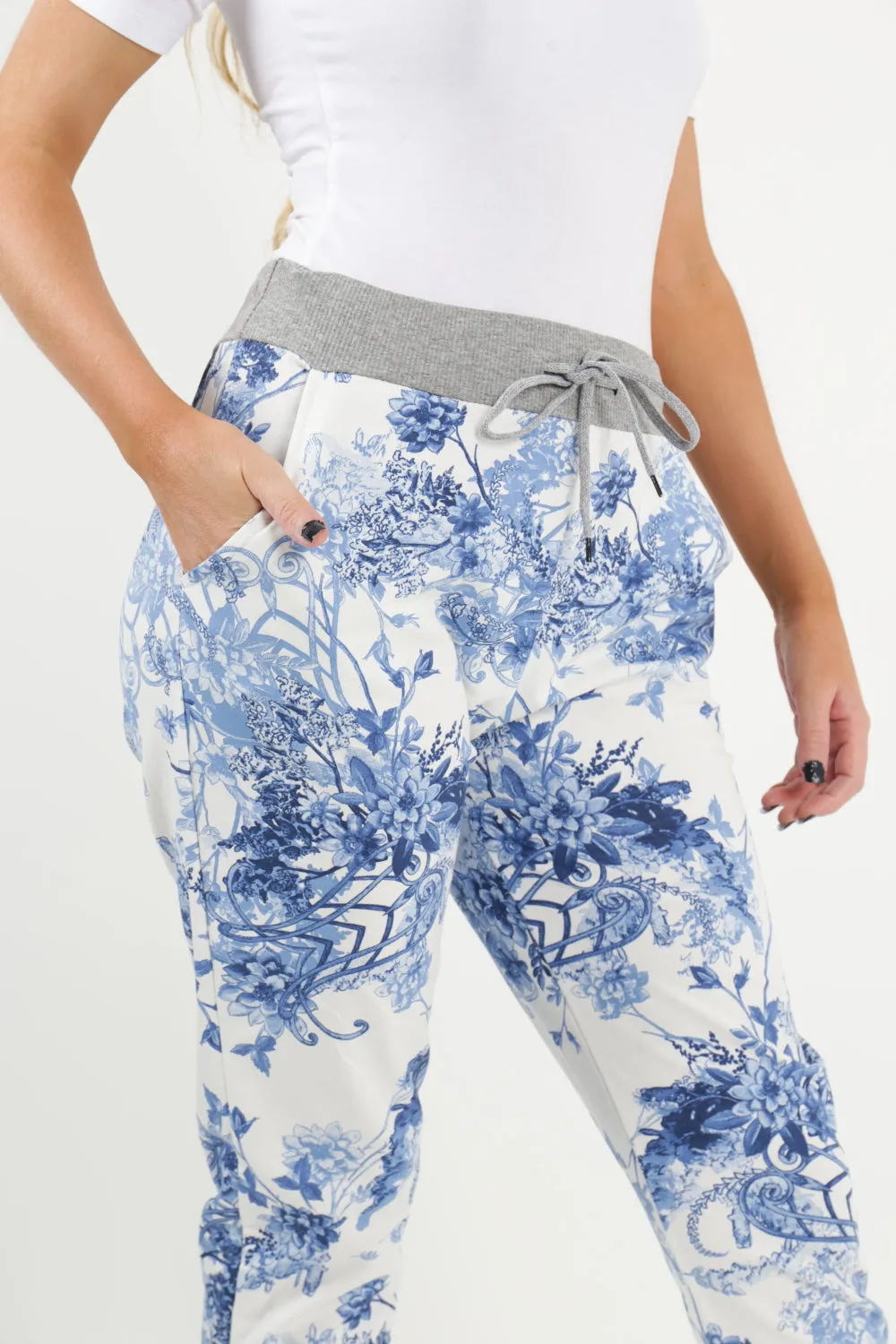 Italian Stretch Cotton Trousers ~ Blue Willow