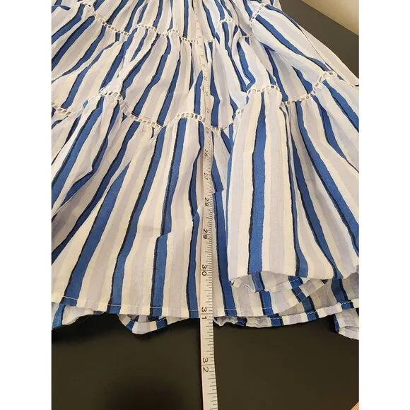 J.crew tiered nautical blue and white striped swing skirt size Medium