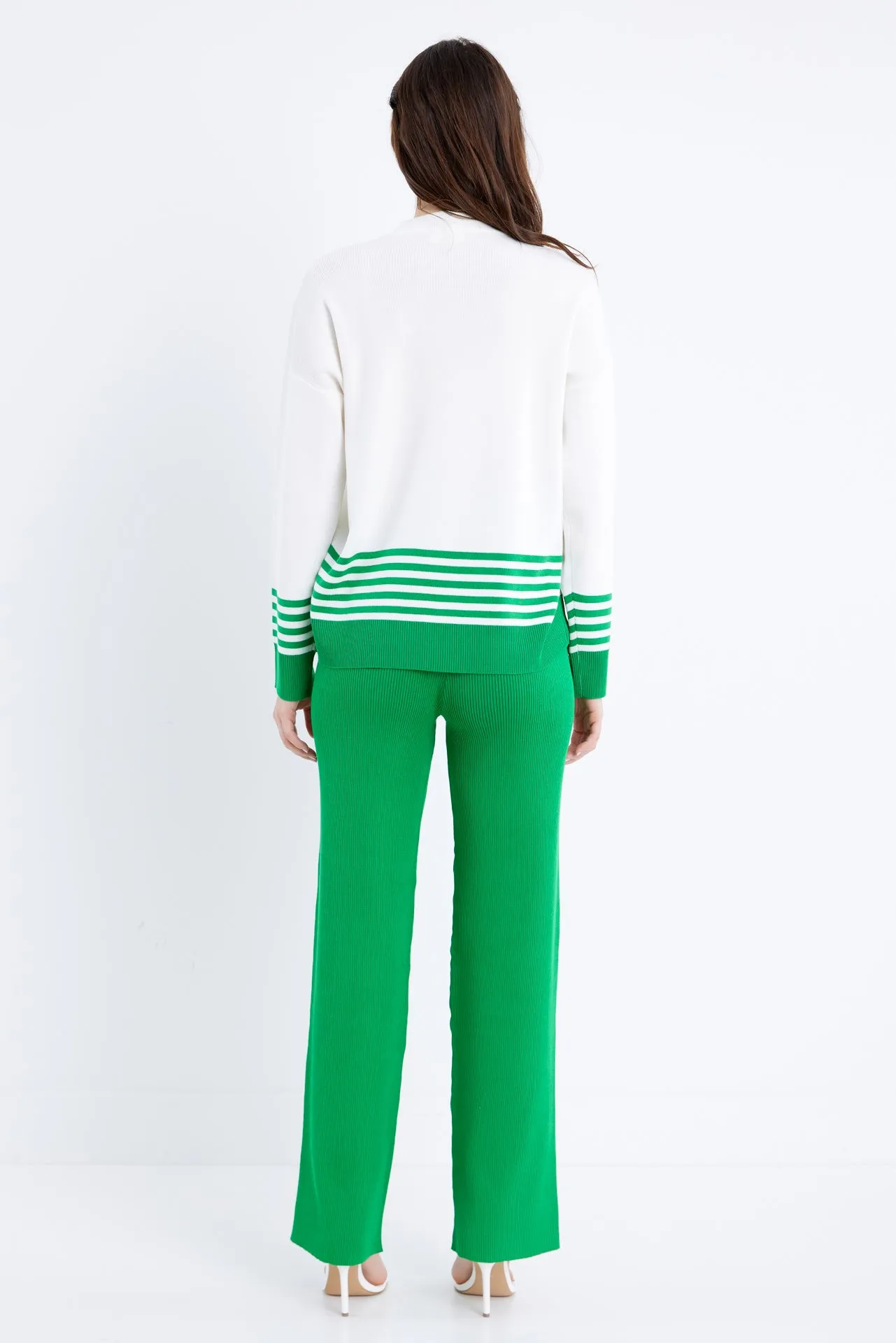 Knit Long Sleeve Stripe Top and Pants Set