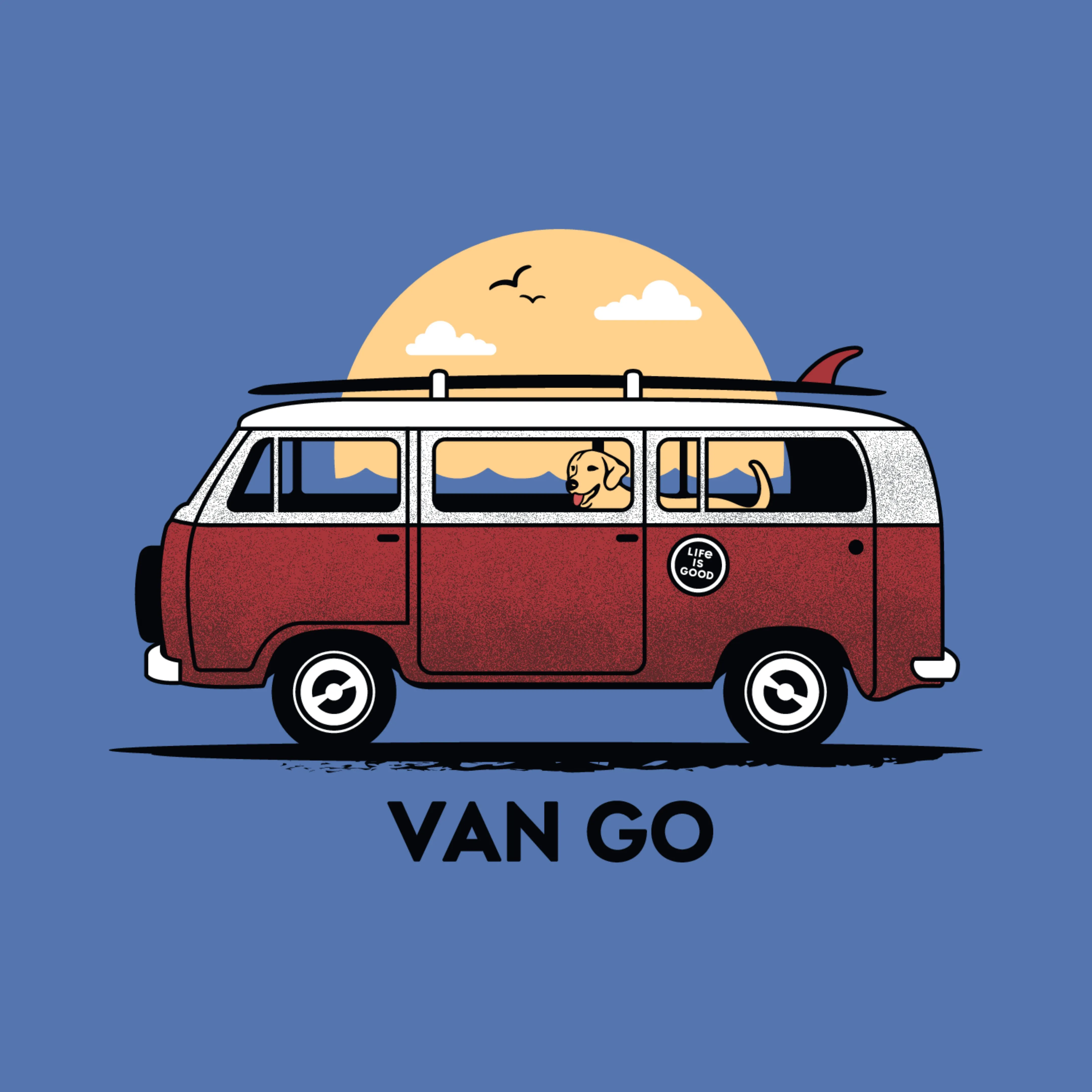 Life is Good VW Van Go Men's Crusher Tee, Royal Blue