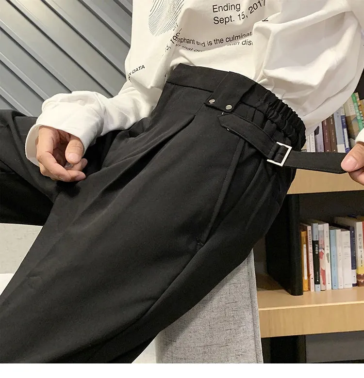 Loose Solid Colors Casual Office Long Men Pants