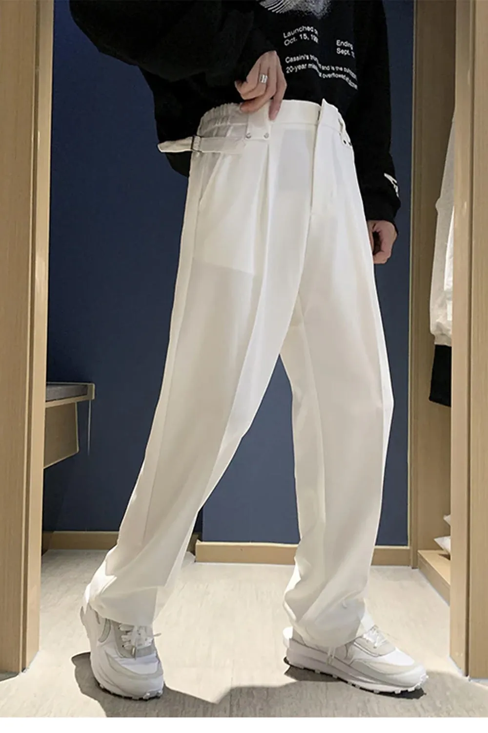 Loose Solid Colors Casual Office Long Men Pants