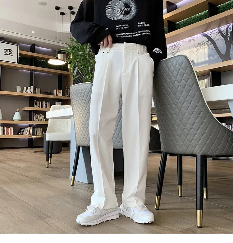Loose Solid Colors Casual Office Long Men Pants