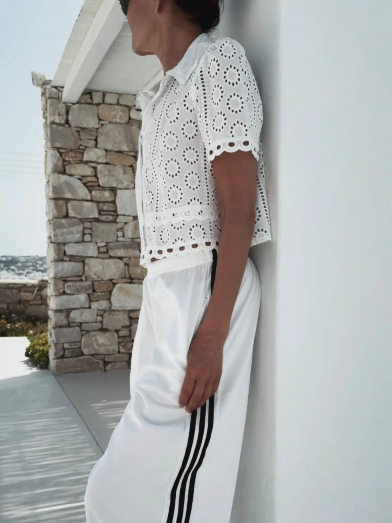 LOOSE TRACK PANTS - WHITE