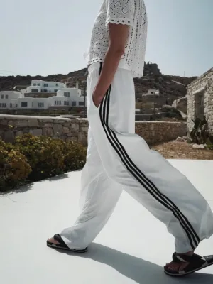 LOOSE TRACK PANTS - WHITE