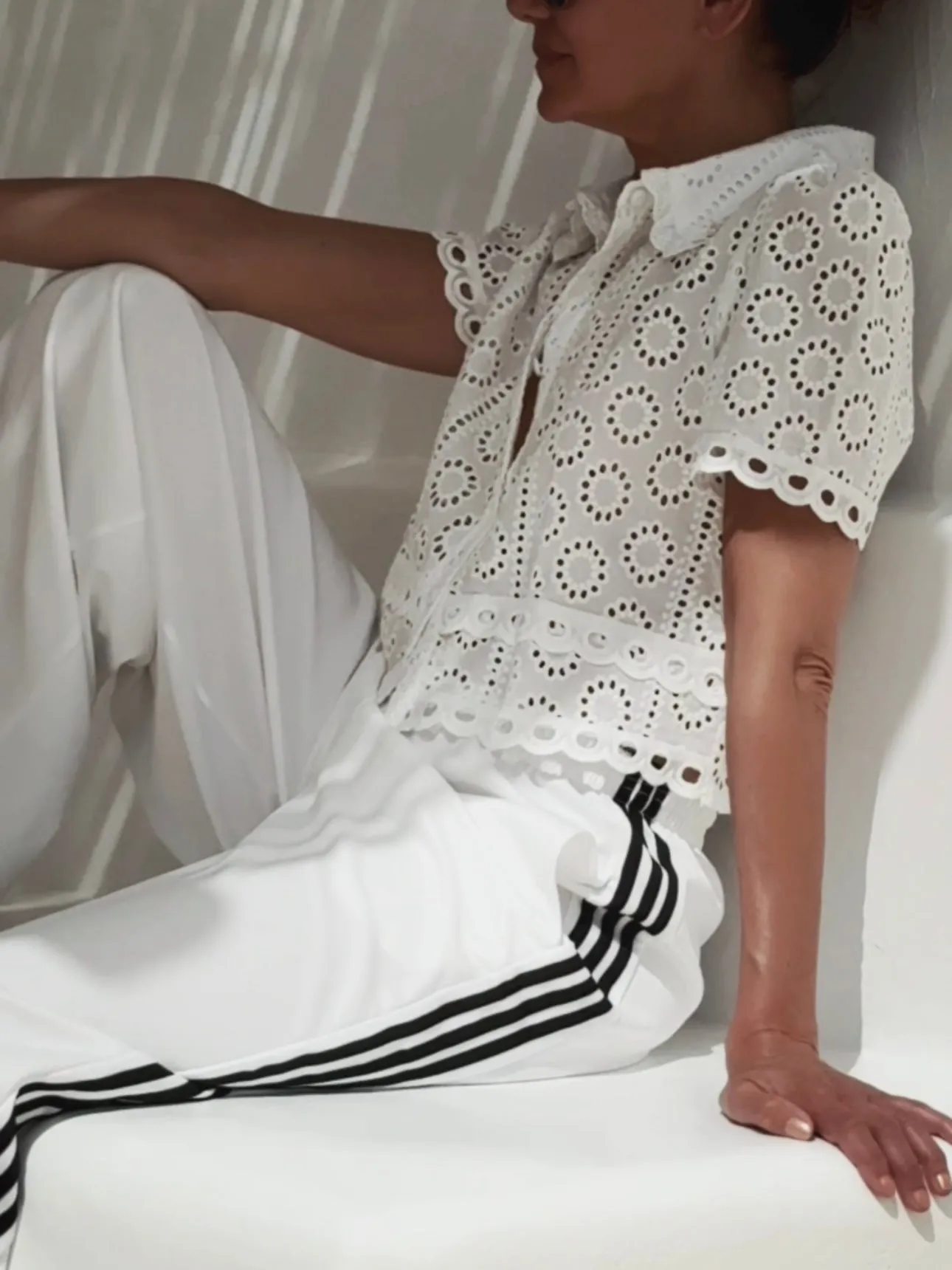 LOOSE TRACK PANTS - WHITE