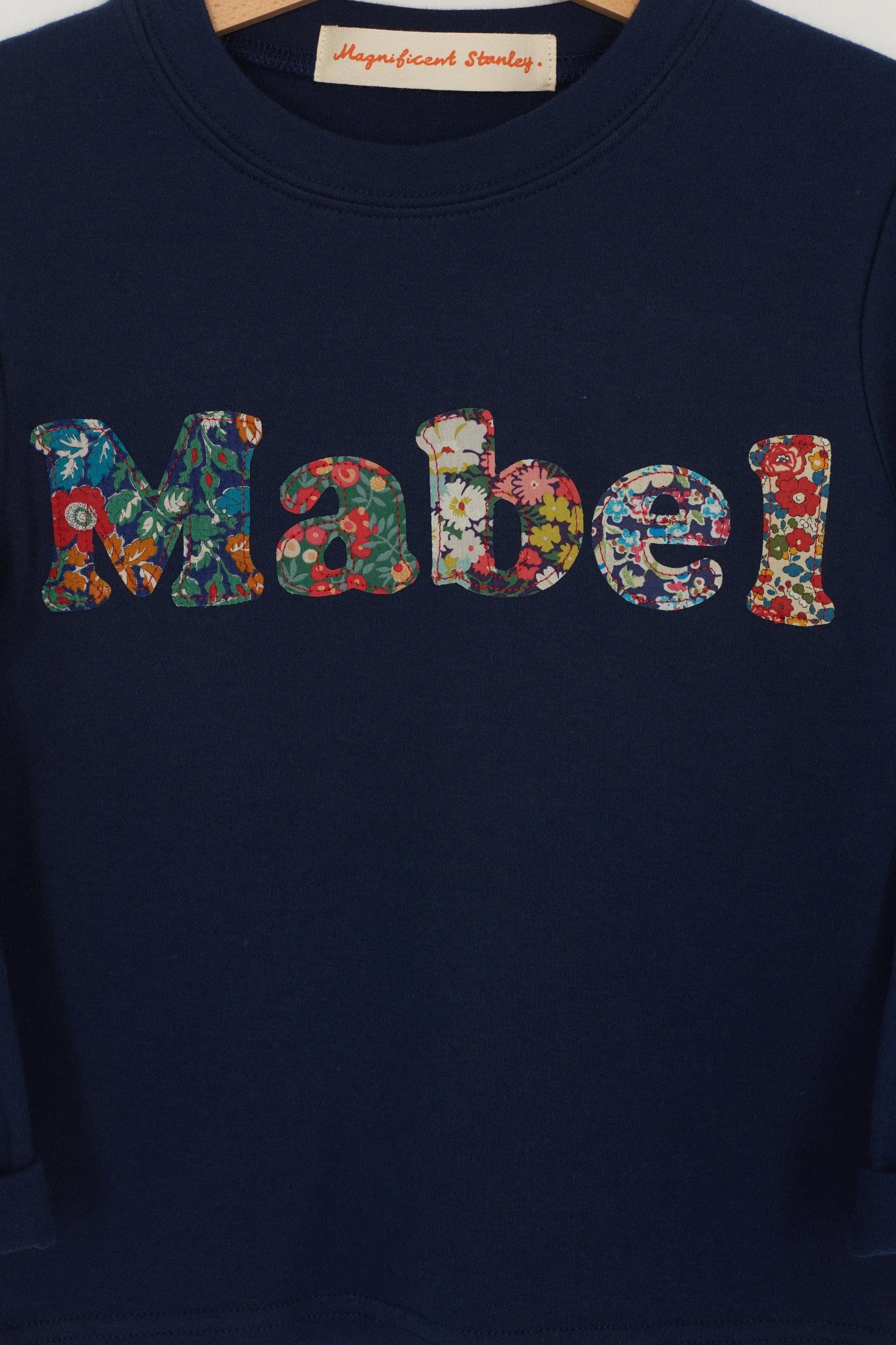Lowercase Name Navy T-Shirt in Mixed Liberty Prints
