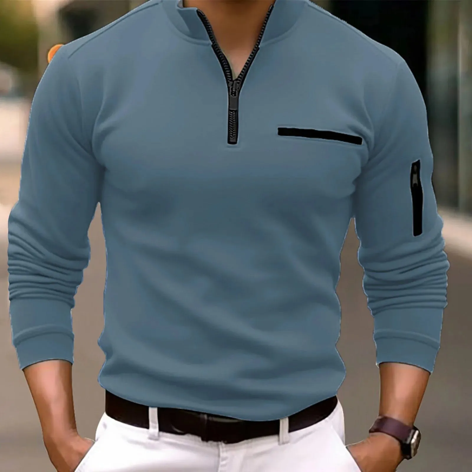 Luca – Modern Men’s Quarter Zip Long Sleeve Shirt