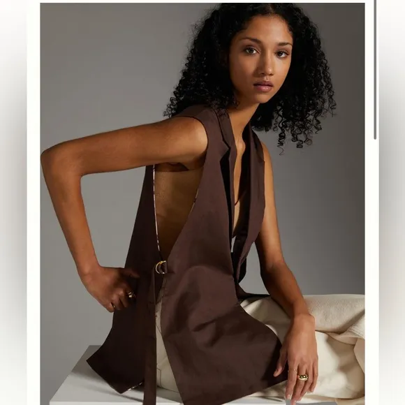Maeve Anthropologie Long Lapel Vest One Size #T3