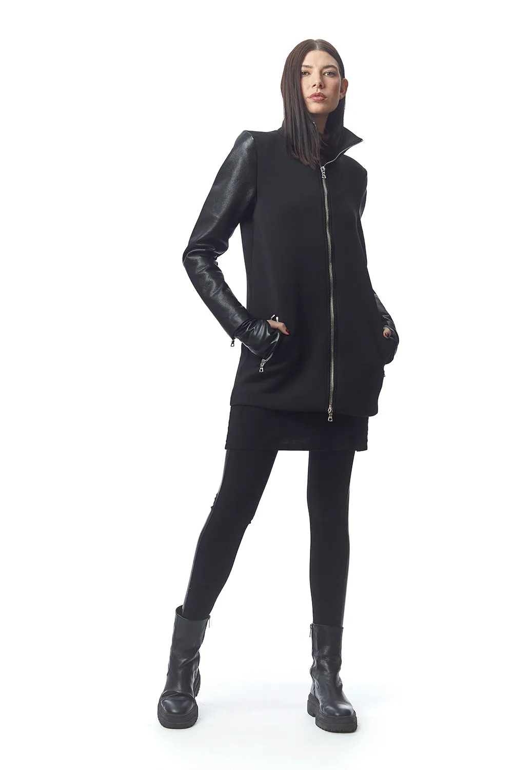 Matrix Neoprene   Leather Coat