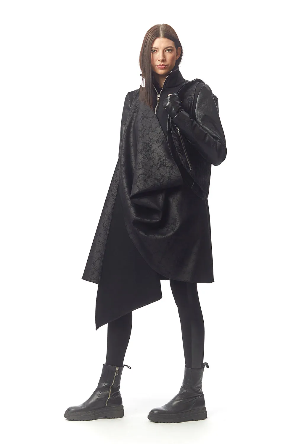Matrix Neoprene   Leather Coat