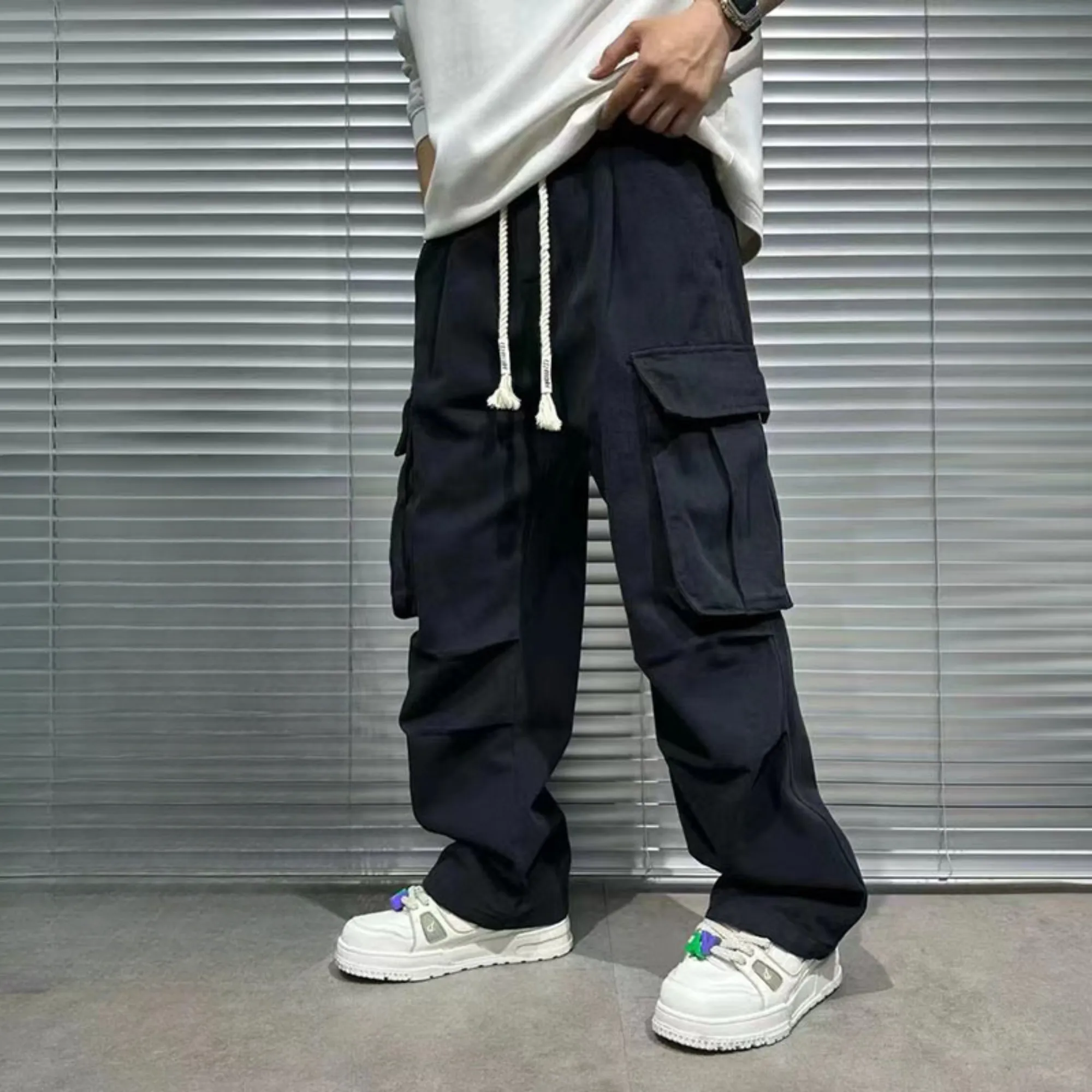 Men's Black Cargo Pants x Brown Cargo Pants