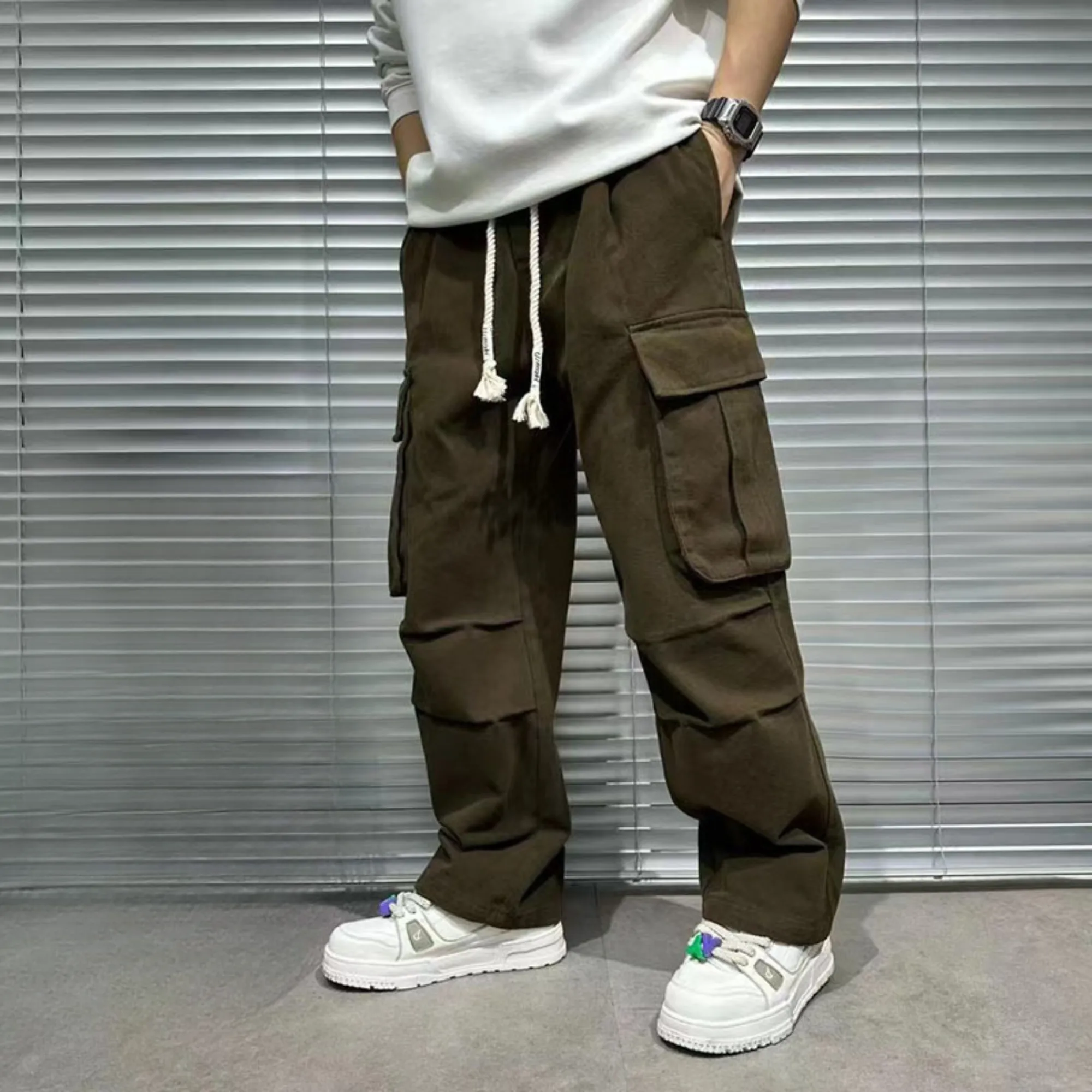 Men's Black Cargo Pants x Brown Cargo Pants