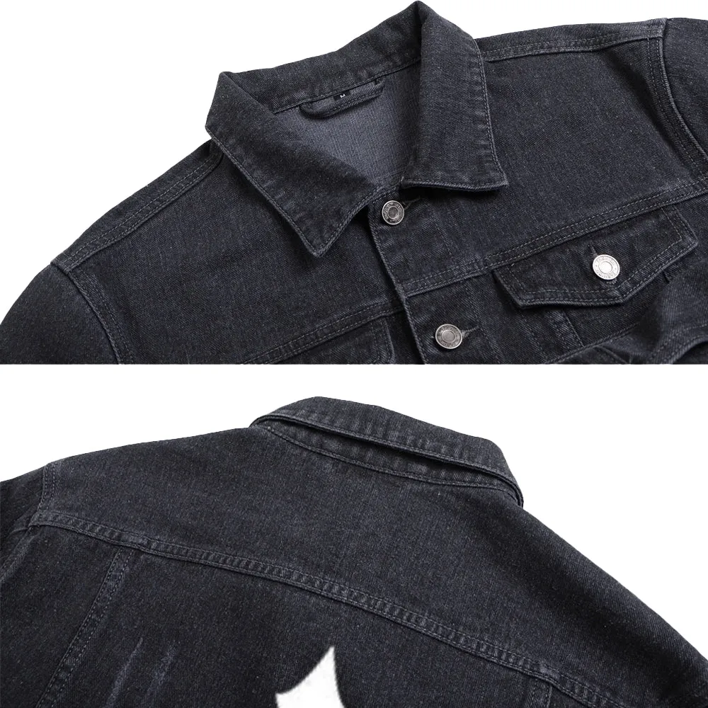 Mens Cross Graphic Button Up Denim Jacket