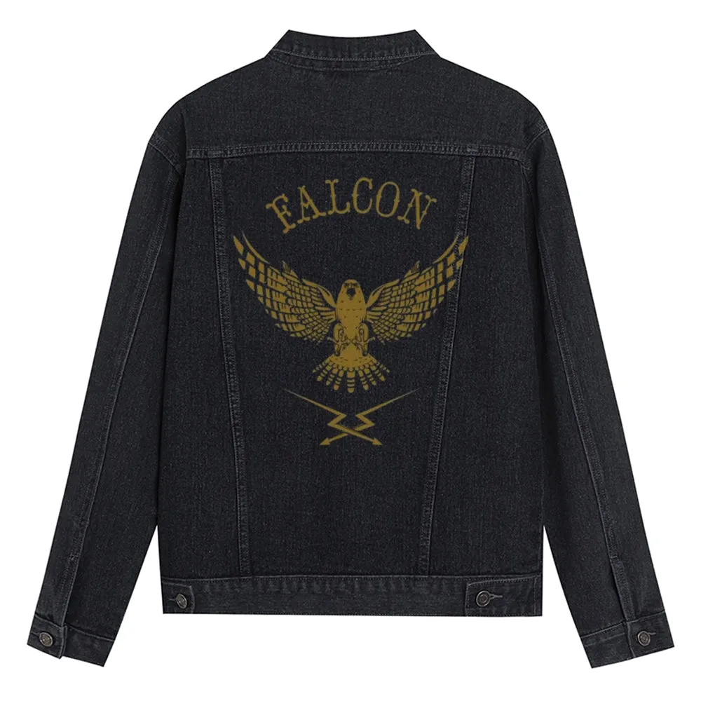 Mens Falcon Graphic Button Up Denim Jacket