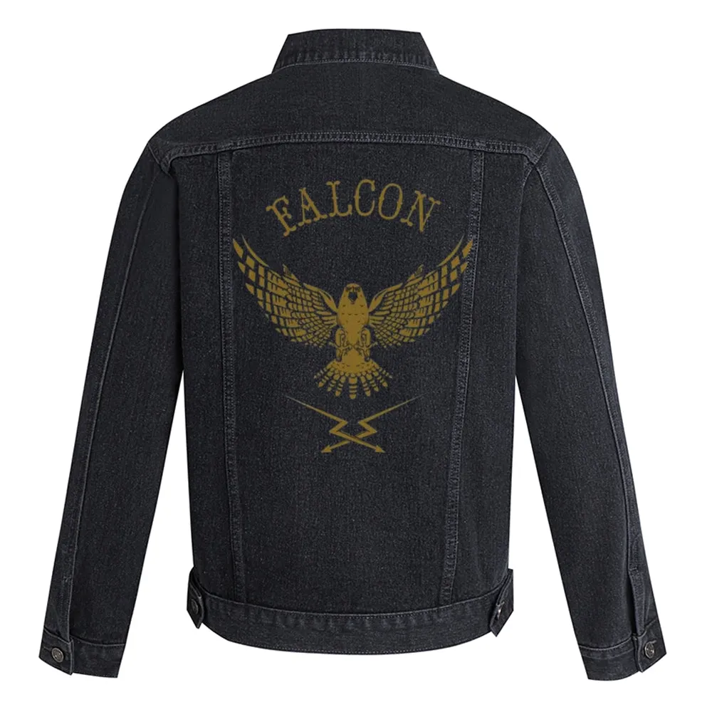 Mens Falcon Graphic Button Up Denim Jacket