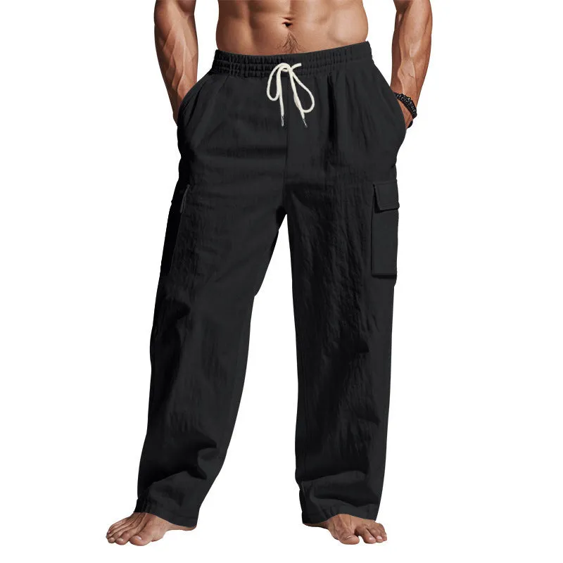 Men’s Multi-Pocket Wide-Leg Pants – Loose Fit, Casual, Trendy, Versat