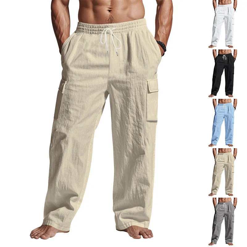 Men’s Multi-Pocket Wide-Leg Pants – Loose Fit, Casual, Trendy, Versat